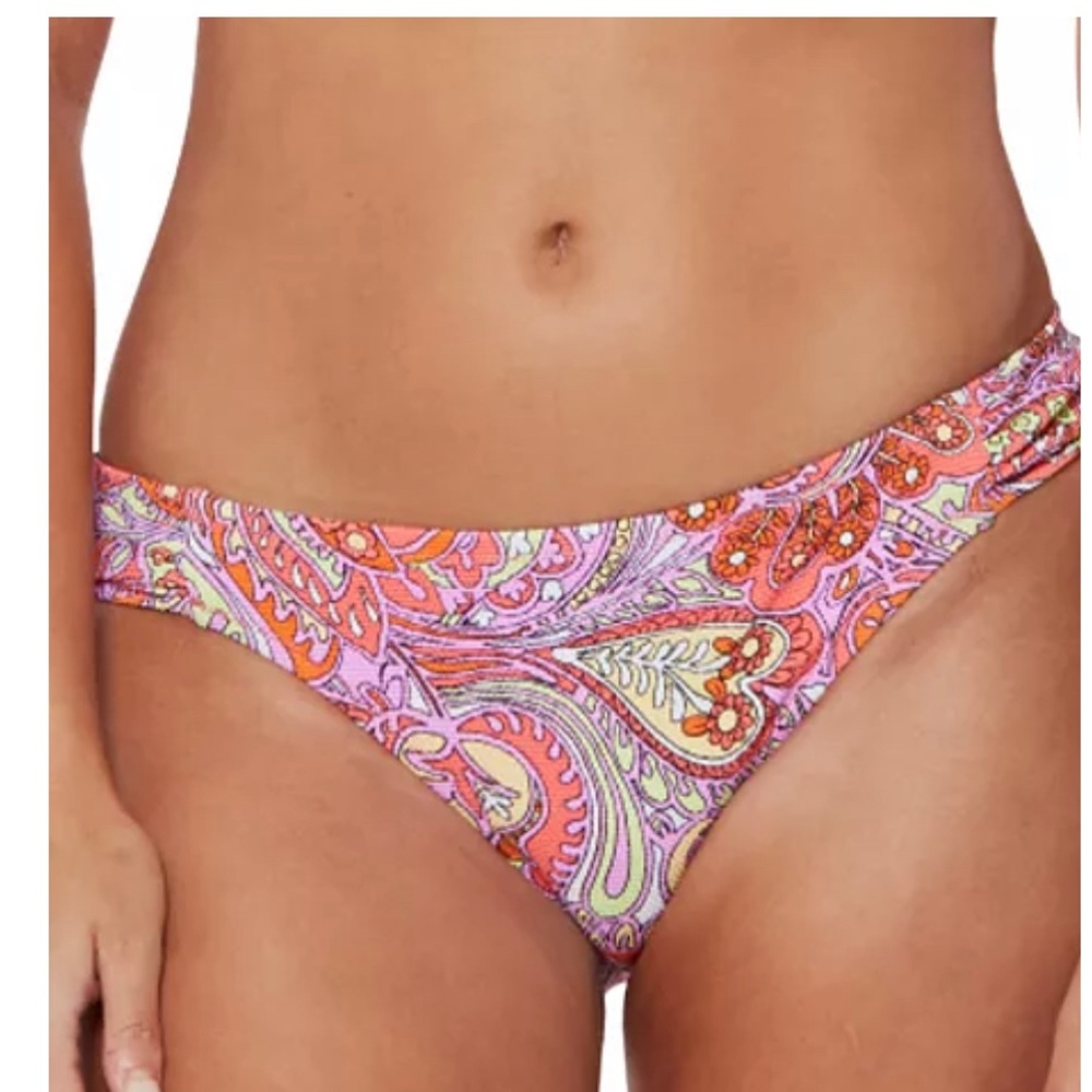 Jessica Simpson flower child slide shirred hipster bikini bottom size S NWT